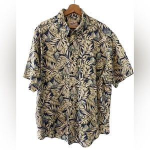 Woolrich 2xl palm leaf and sailboat summer shirt cotton Hawaiian blue an…
